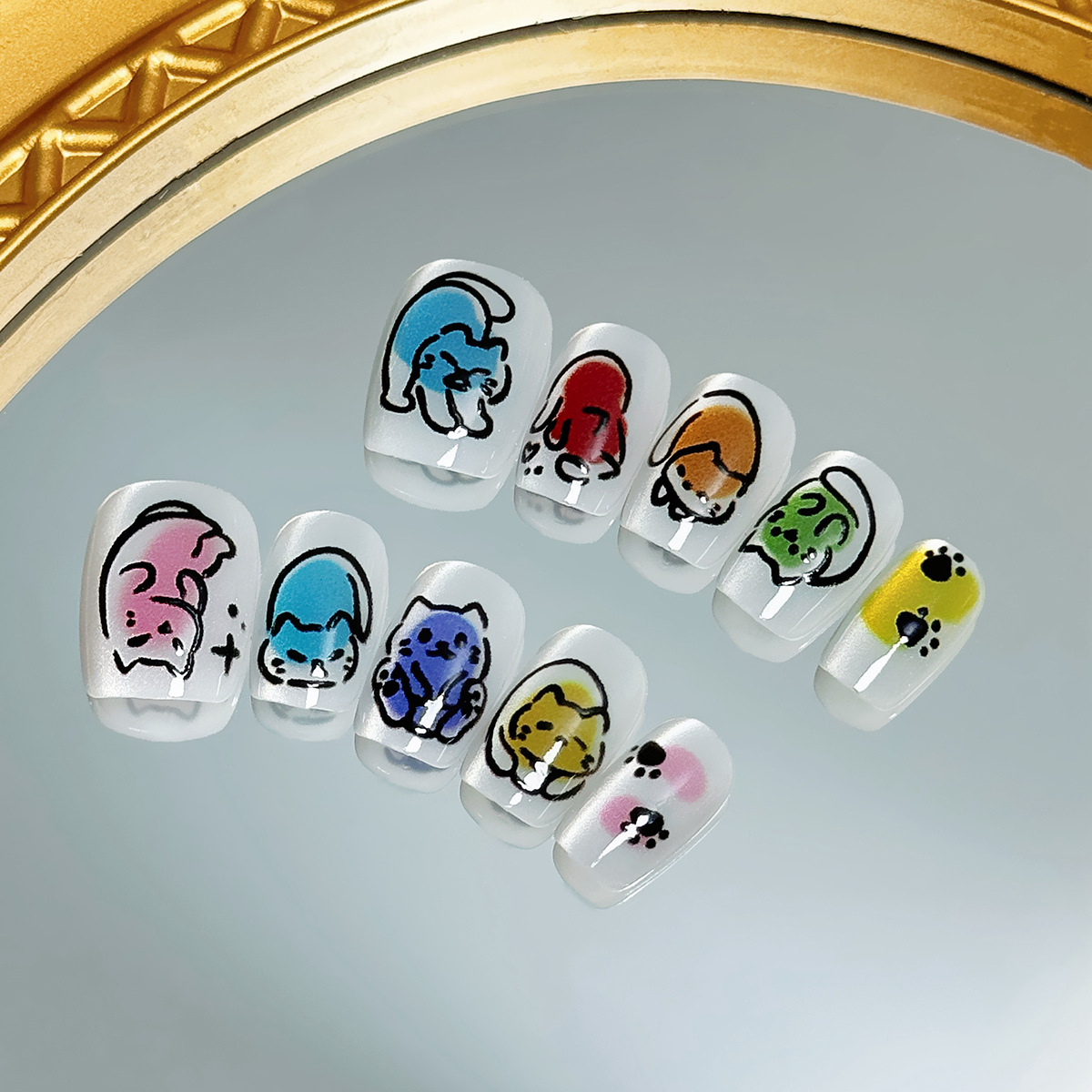 Manicure nuevo cristal ojo de gato usar uñas de alta calidad manuales manicure piezas de 10 piezas empaquetadas decodificación usar uñas al por mayor