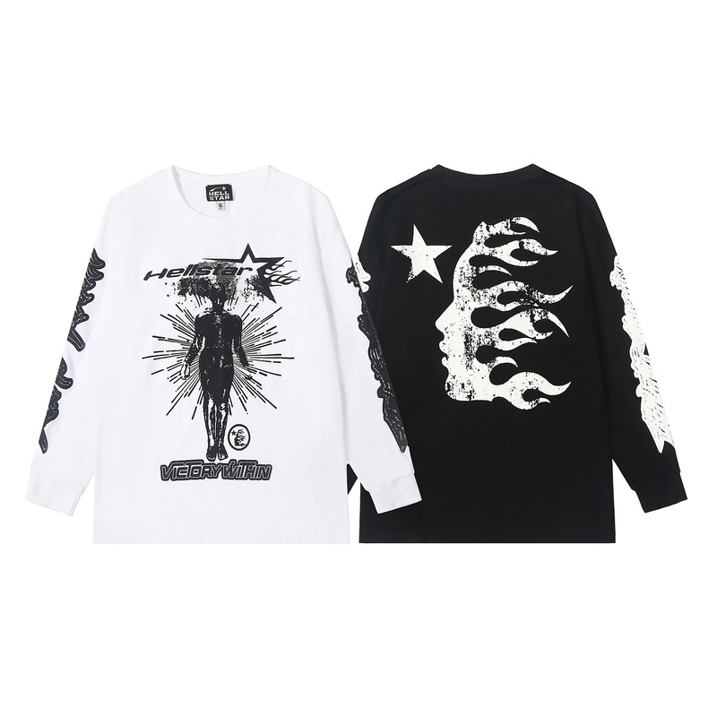Fall 2024 new H @ ellstar Hell Star side goddess printed long sleeve T-shirt wholesale for men and women Fall 2024 new H @ ellstar Hell Star side goddess printed long sleeve T-shirt wholesale for men and women