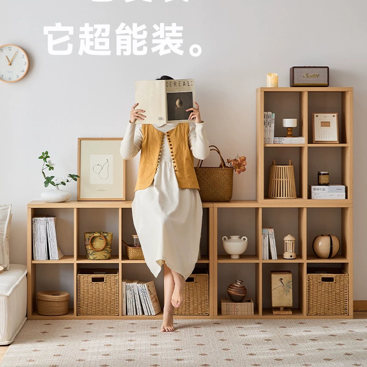 Оптовая продажа, домашняя книжная полка, напольная стойка для хранения, книжный шкаф, белый дуб, цвет японского стиля, сетчатый шкаф, шкаф для хранения в гостиной.