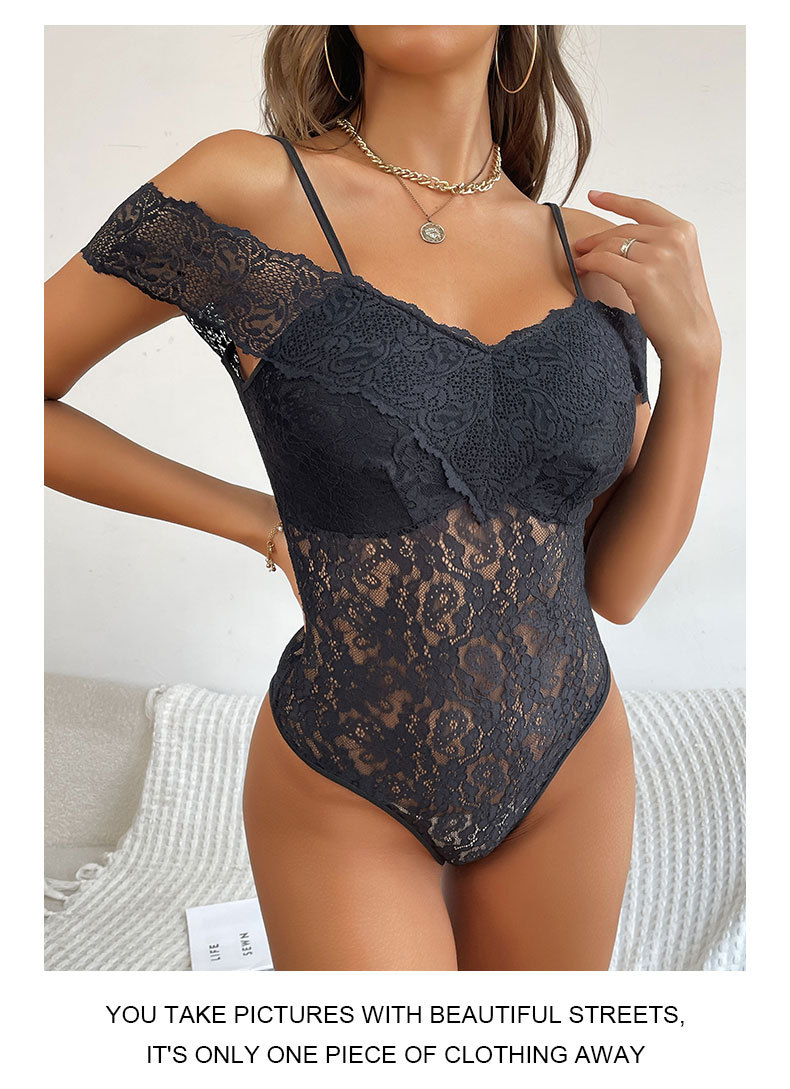 Solid Color Suspenders One-shoulder Sexy Bodysuits_voghion.com