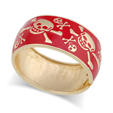 亚马逊新款开口手镯红色骷髅头安可拉Bracelet轻奢高级感手环饰品