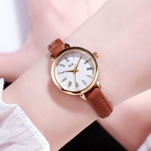 GEDI Round Retro Women's Watch with Roman Numerals, Versatile Student Strap Quartz Ladies Watch Wholesale