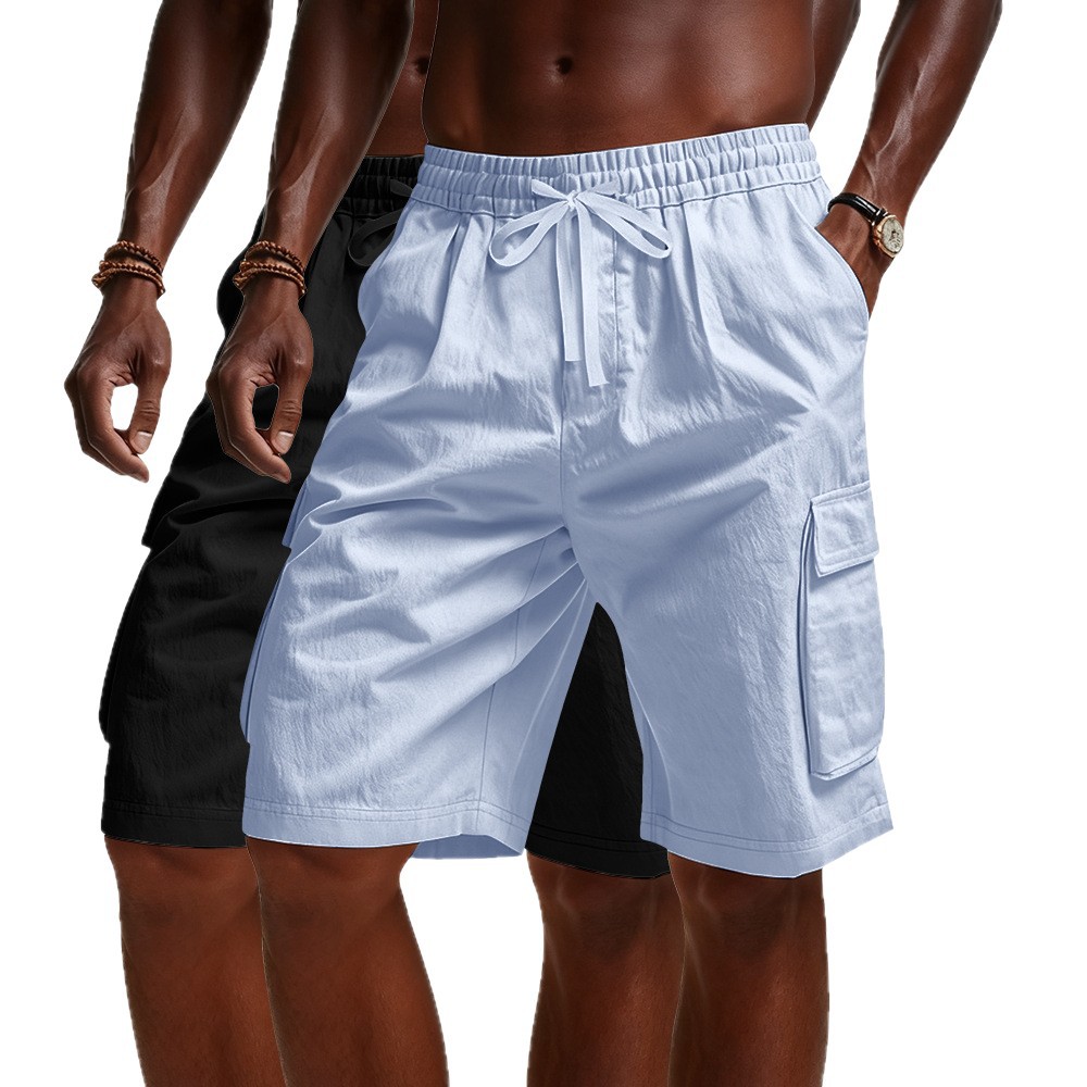 Cross-Border American Summer Multi-Pocket Cargo Pants Men's Outdoor Sports Casual Loose Solid Color Cargo Shorts
