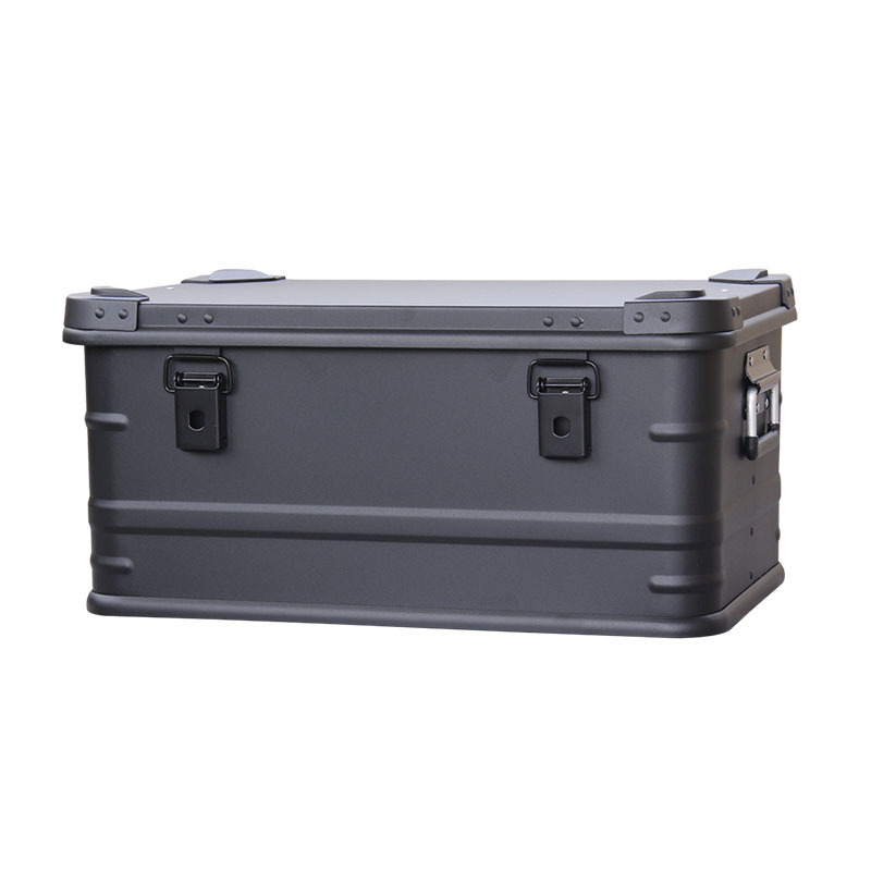AW Anwang 30,50,80L caja de aleación de aluminio negro equipo de campamento al aire libre clasificación de artículos diversos caja de almacenamiento con tapa abatible