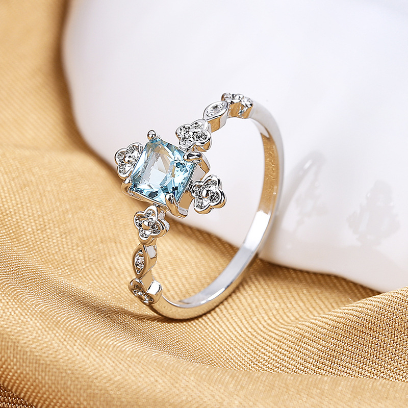 retro square fashionable ring with zircon