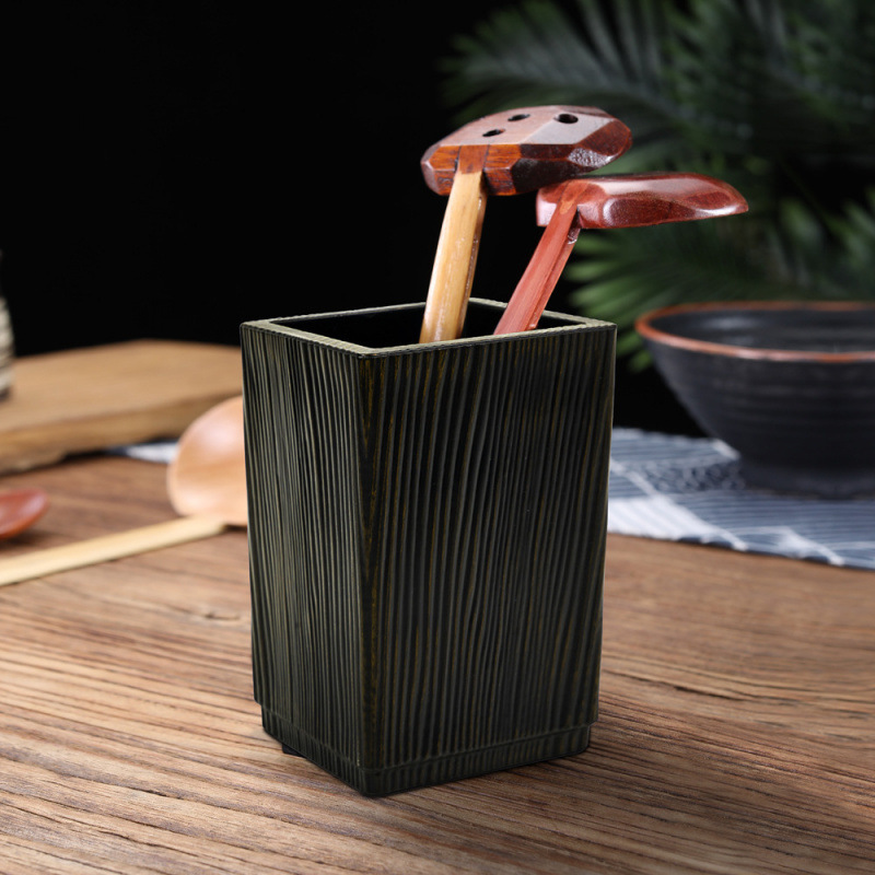 Plastic Imitation Wood Grain Antique-Style Chopstick Boxes, Knife and Fork Boxes, Straw Boxes, and Storage Boxes for Hotels and Restaurants