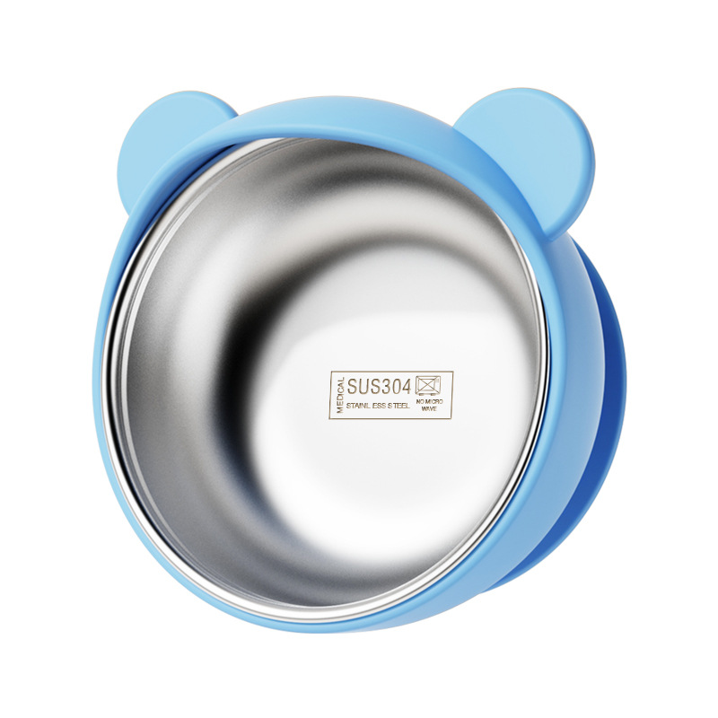 하늘색 곰 유출 방지 그릇 + 304 내솥