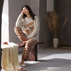 【重磅半边绒套装】睡衣女秋冬2件套软绵绵半边绒加厚保暖