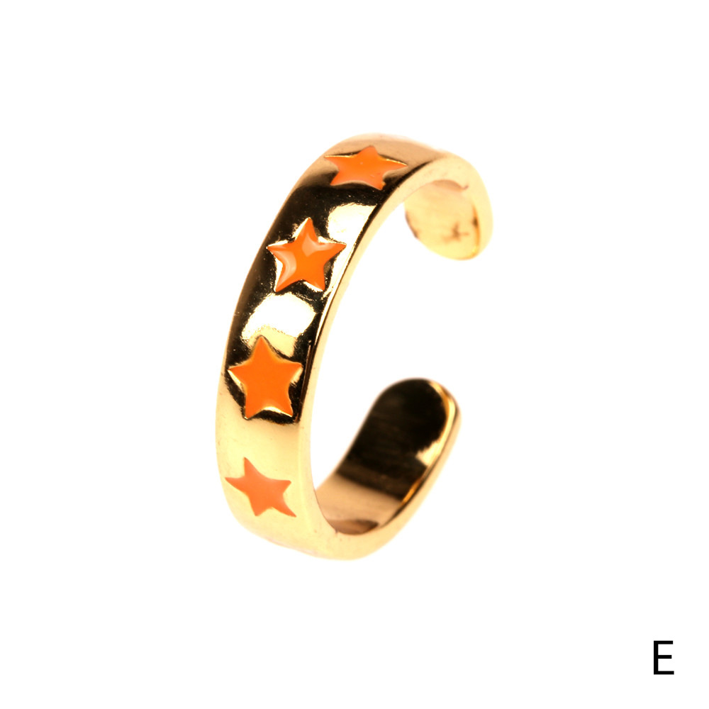 Fashion Color Dripping Oil Star Copper Ring Wholesale display picture 5