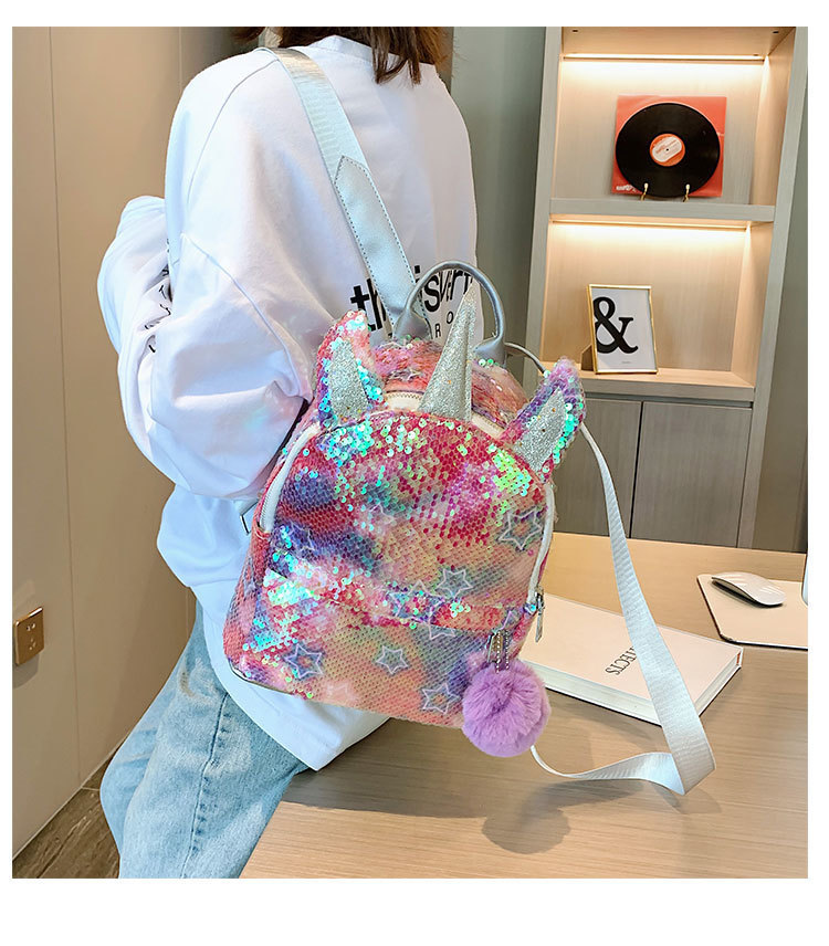 Double Shoulder Straps Strap Type Women's Pvc Star Cute Cylindrical Zipper Fashion Backpack