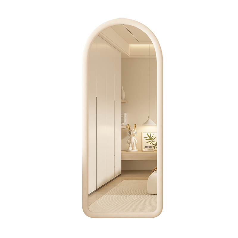 Espejo de cuerpo entero arqueado Espejo de piso de viento crema Dormitorio doméstico Mujer de forma especial Espejo de cuerpo entero para colgar en la pared Espejo de tocador de tienda de ropa image 6