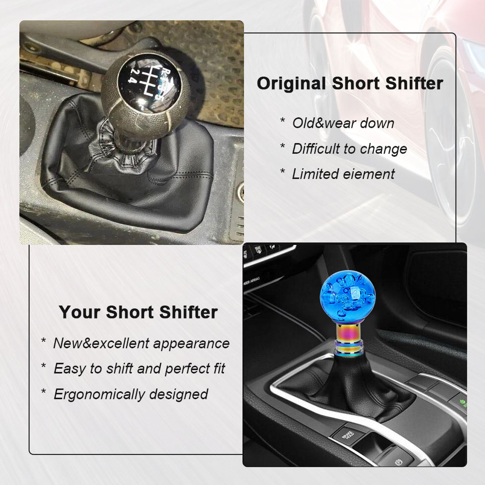 Cross-Border Car Modification Acrylic Crystal Bubble Gear Shift Knob Round Transparent Manual Gear Shift Handle Cover