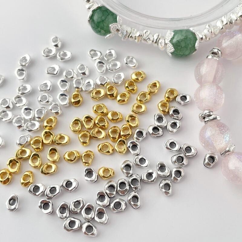 Alloy Electroplated Broken Silver Several Two Irregular Spacer Bead Bracelet Necklace DIY Wen Play Beaded Jewelry Accessories