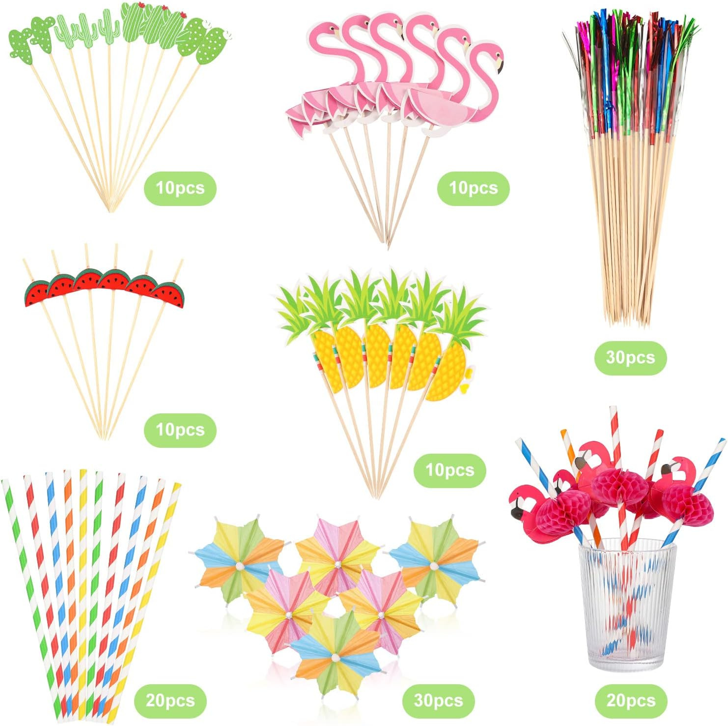 Traje combinación Hawaii Internet celebridad postre hornear decoración Tarjeta de inserción taza de vacaciones paraguas signo Flamingo panal