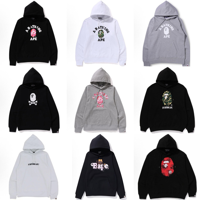 Cross-Border Trendy Japanese Bape Ape Head Shark Pure Cotton Hooded Sweatshirt Unisex Loose Autumn Winter Hoodie Jacket