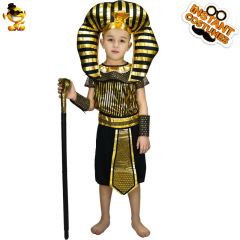 子供のハロウィンの男性のエジプトのファラオの服装は男の子のエジプトのパーティーの服の舞台の衣装を着ます。