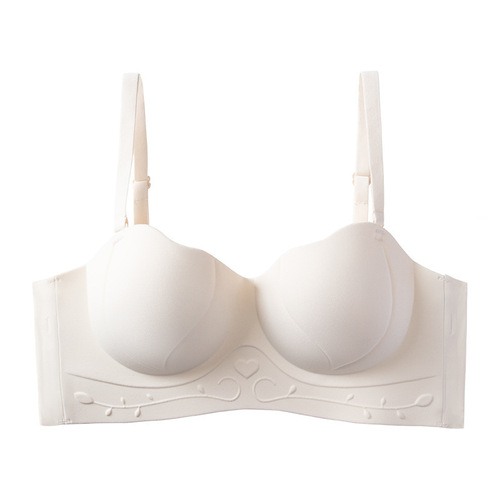 Invisible Underwire Bra for Small Bust with Push-up and Anti-Sag Design, Thickened Comic Style Bra with No Underwire and Non-Slip Cup, Women's Bra