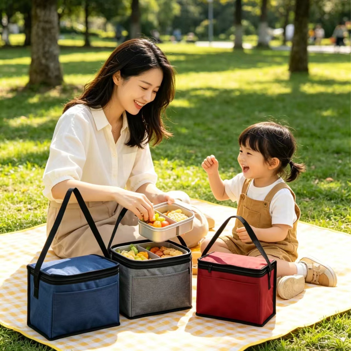 bolsa de aislamiento de tela de Oxford para llevar bolsa de picnic portátil al aire libre de gran capacidad bolsa de almuerzo bolsa de bento se puede personalizar