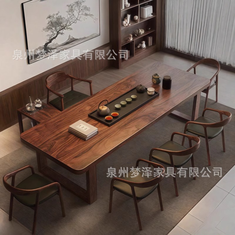 [핫스타일] 2.4m 테이블 + 히로시마 의자 + 슈멧 의자 5개 + 티 테이블