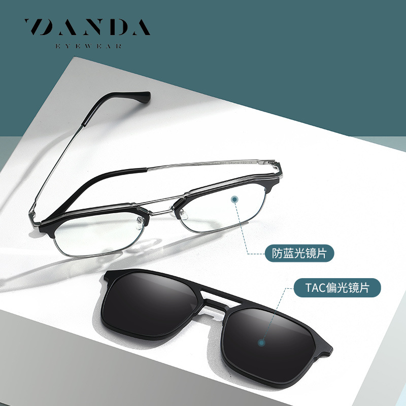Las nuevas gafas de sol polarizadas magnéticas CG3203 se pueden equipar con gafas anti-luz azul de miopía, gafas de sol de montura cuadrada de doble viga de moda