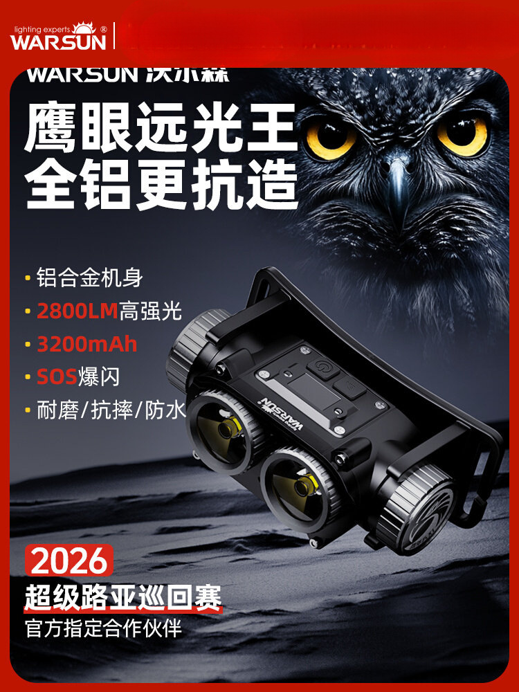 Wolsen Strong Light Headlamp, Rechargeable, Ultra-Bright, Long-Lasting, Night Fishing-Specific, Mountaineering and Hiking Head-Mounted Sensor Light