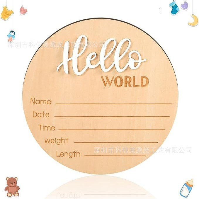 Hello World ハローワールド 木製赤ちゃん誕生記念プレート クロスボーダーホットセール 赤ちゃん写真小道具|undefined