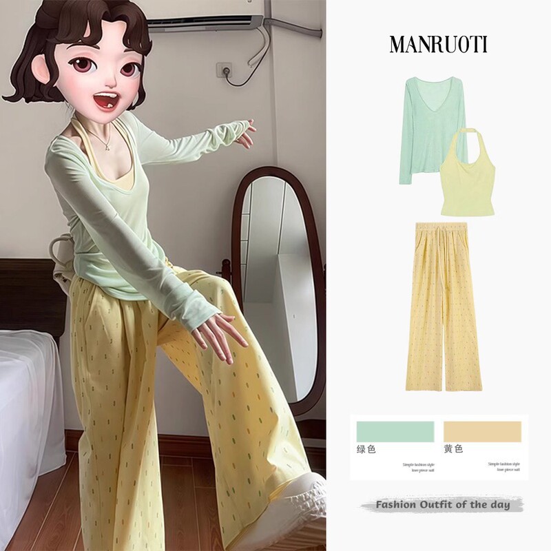 Summer Korean-Style Outfits, a Complete Set of New Women's Clothing, 2026 Super Popular College-Style Sun Protection Three-Piece Suit for Age Reduction