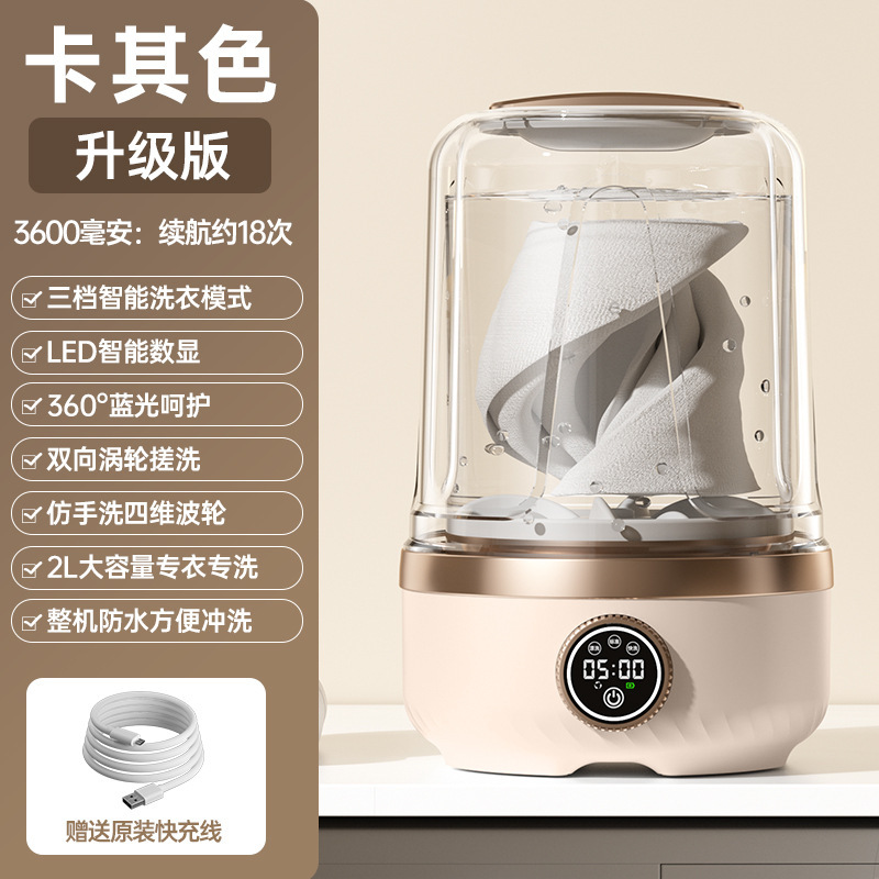 跨境新款迷你洗衣机户外旅行便携USB充电LED智能数显无线洗衣机|undefined