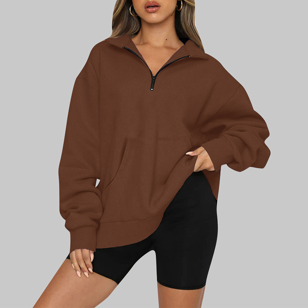 Fashion Solid Color Spandex Polyester Turndown Long Sleeve Regular Sleeve Pocket Hoodie