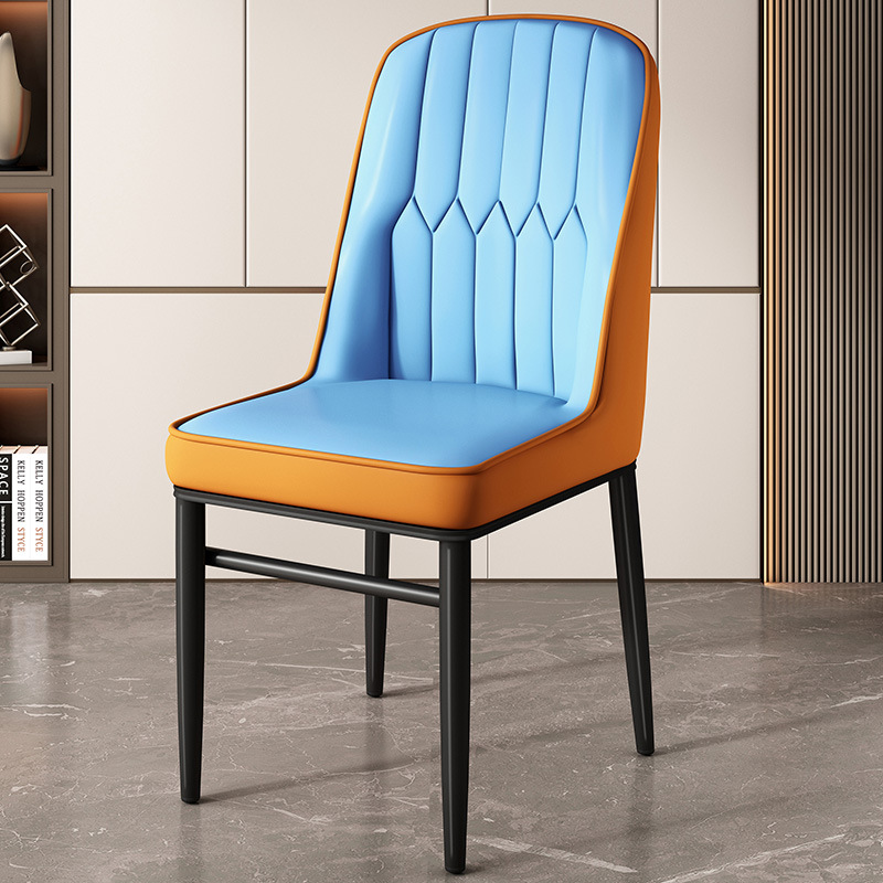 하늘색 + 주황색 등받이와 검정색 다리 [엄선된 가죽 안정 프레임]