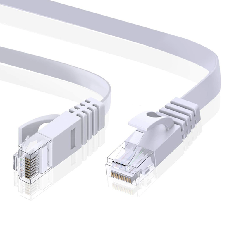 Плоский белый сетевой кабель категории 6 CAT6, бескислородная медь, гигабитный, ультратонкий, готовый патч-корд