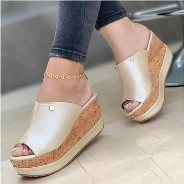 Amazon Independent Site Aliexpress 2026 Summer New European and American Cross-Border Foreign Trade Women's Shoes Wedge Heel Thick-Soled Slippers for Women