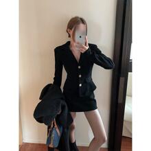留洋千金穿搭西装连衣裙子女秋冬法式赫本小香风气质短裙两件套装