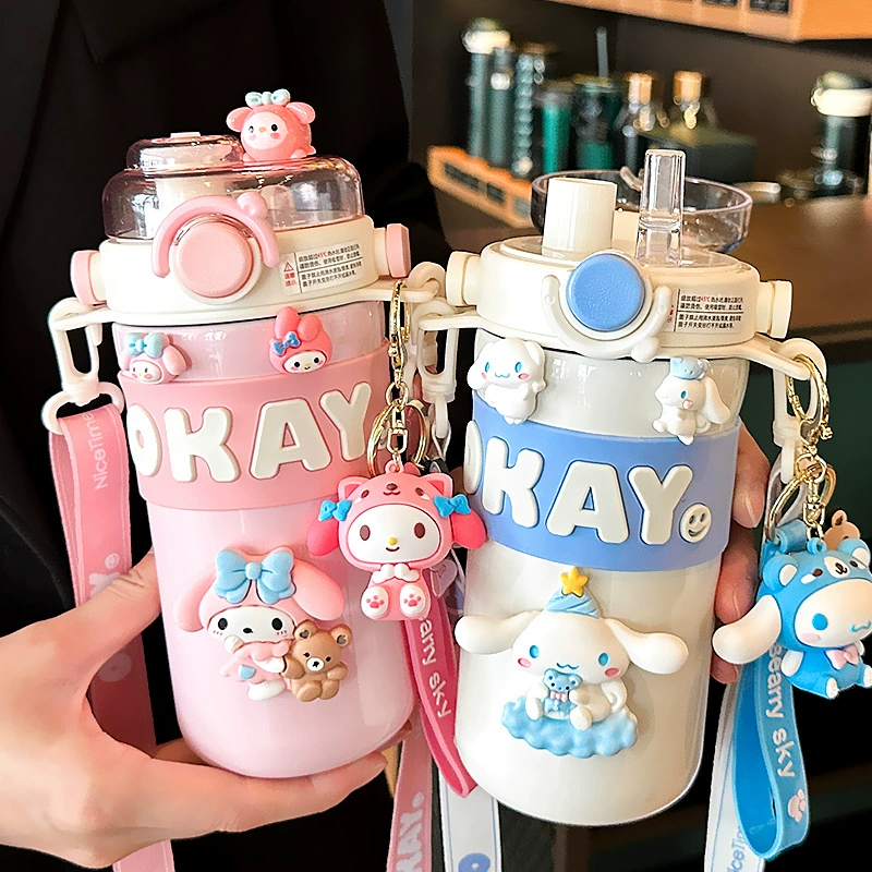 Детский термос для школьниц, стильная кружка для воды, новая портативная кружка для студентов 2025 года с большой вместимостью для походов.