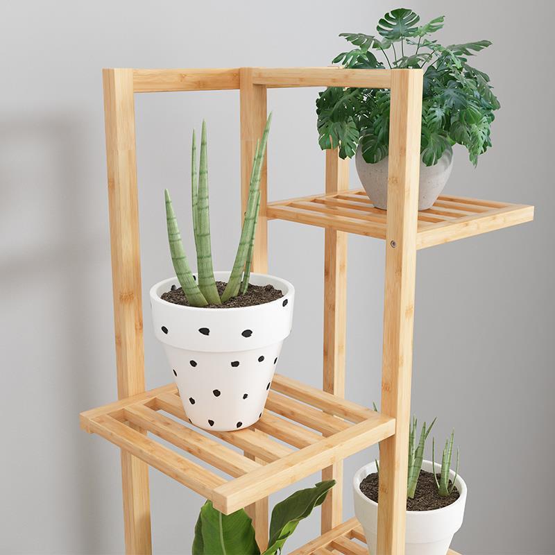 Estantes de flores interiores de madera maciza multicapa, estantes de flores de balcón europeos, estantes de almacenamiento de flores verdes, sala de estar doméstica