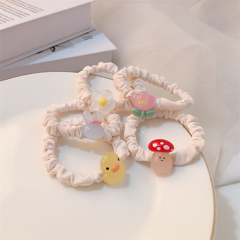 Dulces tulipanes conejo intestino delgado cuerda de cabeza de correa de goma de alta elasticidad cuerda de cabello de cola de caballo accesorios para el cabello