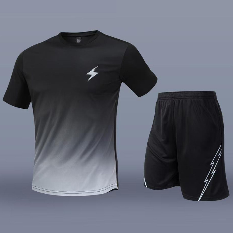 Cross-Border Amazon Quick-Drying Functional Sports Suit Men's Short-Sleeved Outdoor Basketball Football Training Clothing Running Clothing