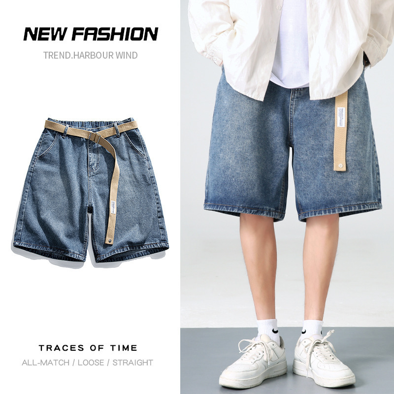 Summer retro loose Korean version of the old Denim shorts pants Korean version of shorts men's a generation of hair