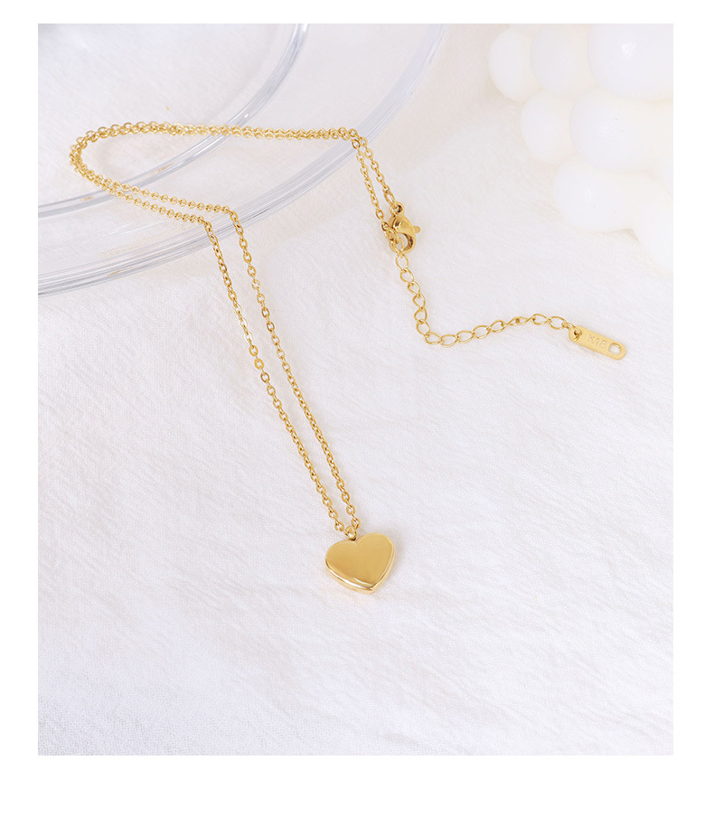 Peach Heart Love Necklace 2021 New Trendy 18K Real Gold Plating Titanium Steel Sweater Chain_colorza_7