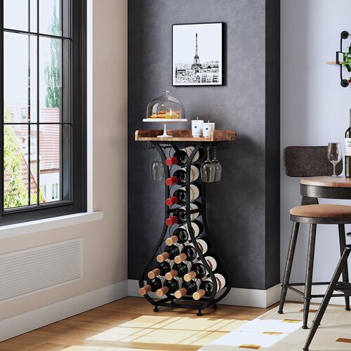 Cross-border spot expandable red wine rack mini bar table plant stand with glass frame wall-mounted space-saving wine cabinet