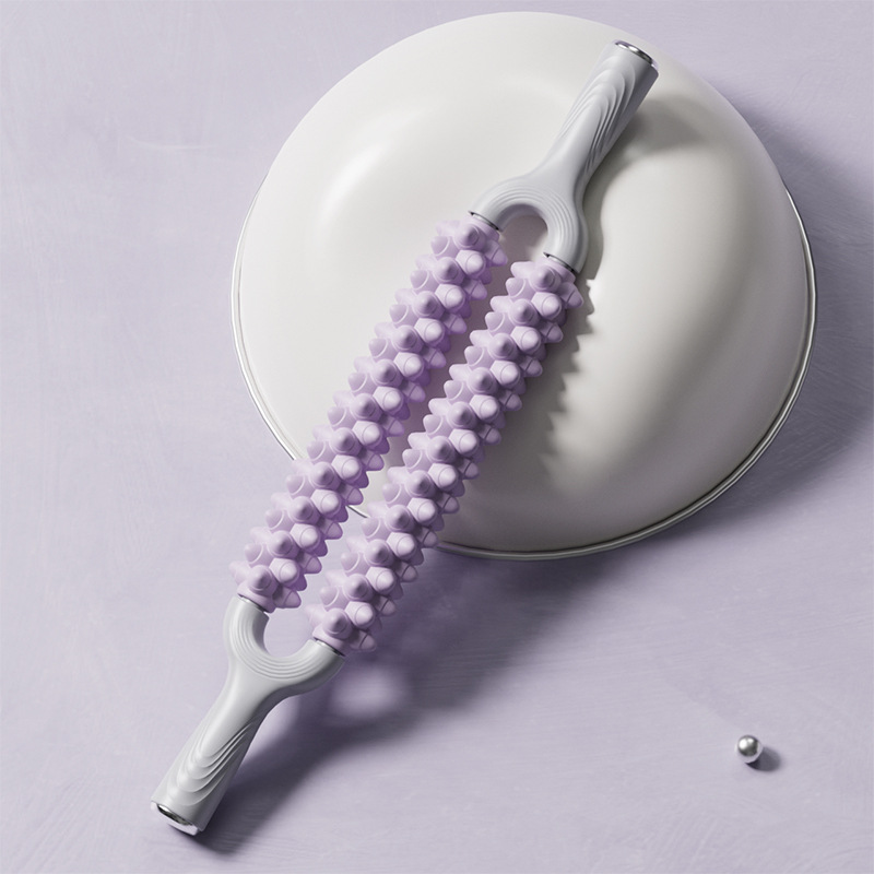 Masaje de yoga de doble fila, barra de maza, rodillo de masaje, fascia, rodillo de piernas, rodillo de piernas, artefacto de relajación muscular de piernas