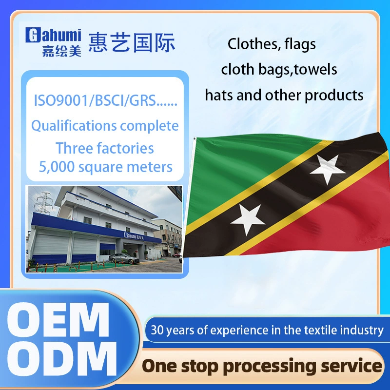 Флаг Сент-Китса и Невиса № 12345678, изготовленный на заказ OEM, для наружного использования, с флагштоком.