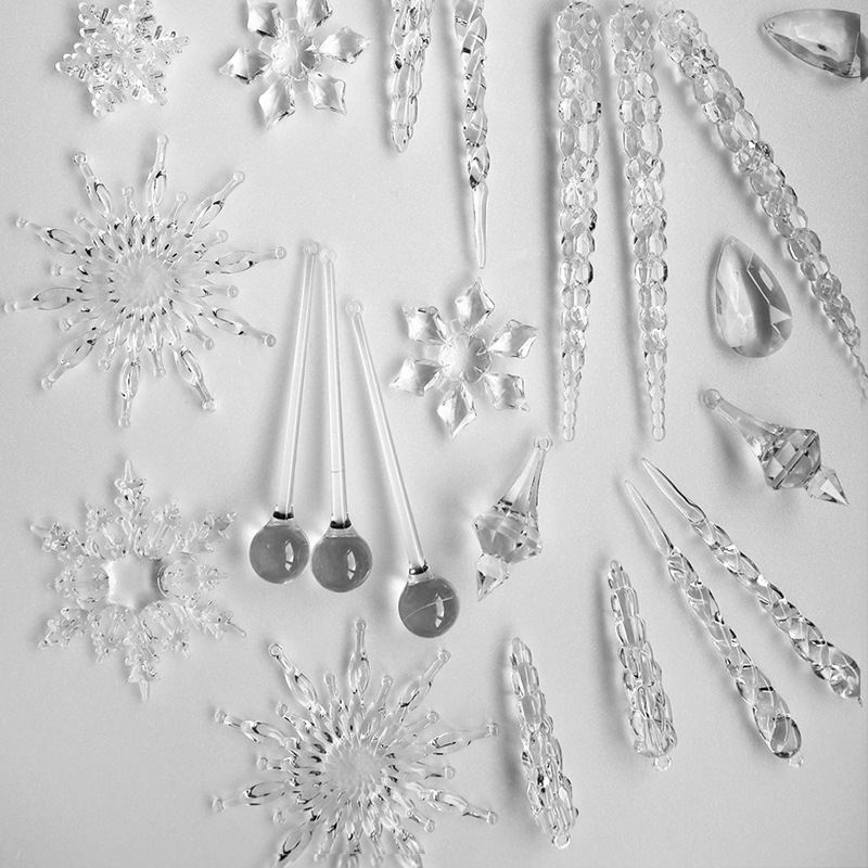 クリスマス装飾品透明アクリル雪氷晶条クリスマスツリーペンダント装飾diy材料バッグセット|undefined