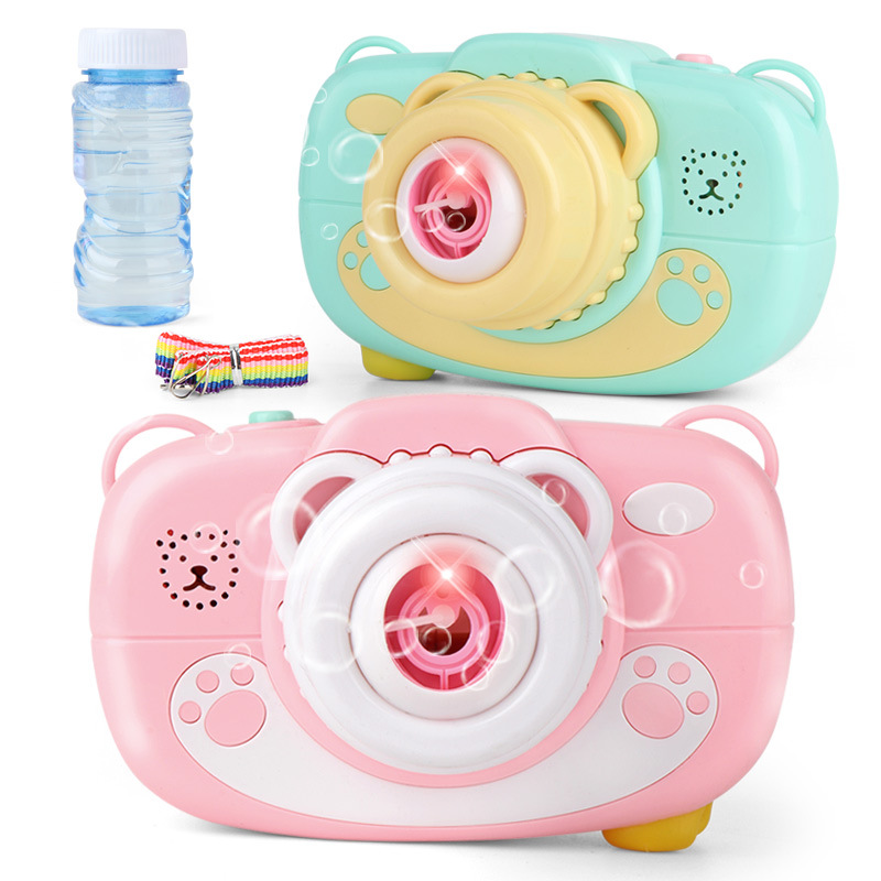 Verano nuevos niños de sonido automático y burbuja de luz soplando oso Cámara burbuja máquina eléctrica de dibujos animados burbuja Cámara al por mayor