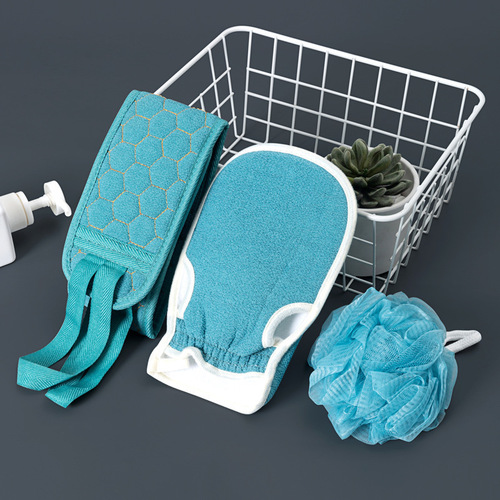 New hot-selling bathing artifact, three-piece bath set, long scrubbing towel, bathing gloves, three-piece bath ball set