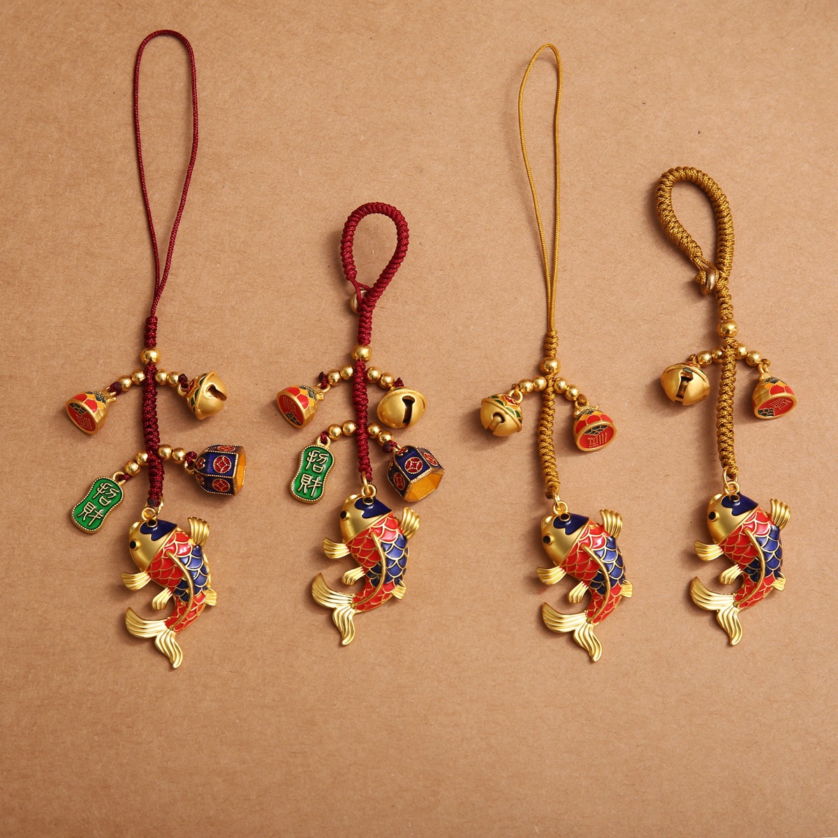 Gold-Plated Copper Lucky Koi Car Keychain Pendant for Exam Success, Phone Chain Accessory, Bag Strap for Men and Women