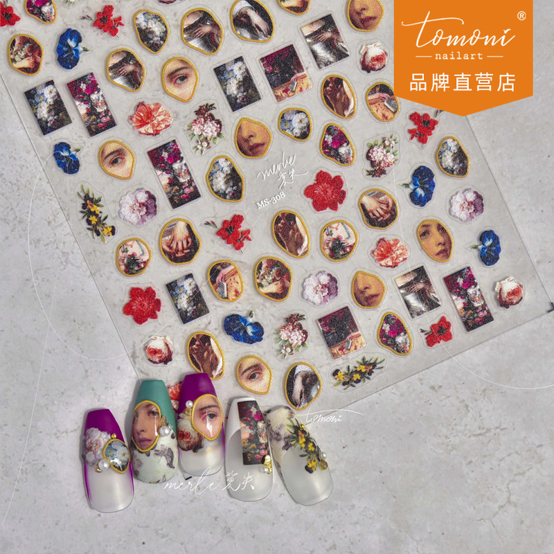 tomoni thin tough nail stickers no loss cooperation Japanese nail stickers world famous painting jewelry wholesale MS308