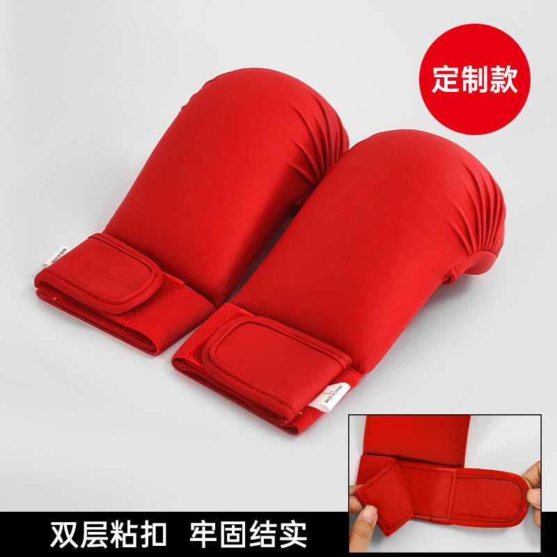 Karate Gloves Hook-And-Loop Plain Gloves Competition Training Gloves Kidsren's Sanda Boxing Training Protective Gloves