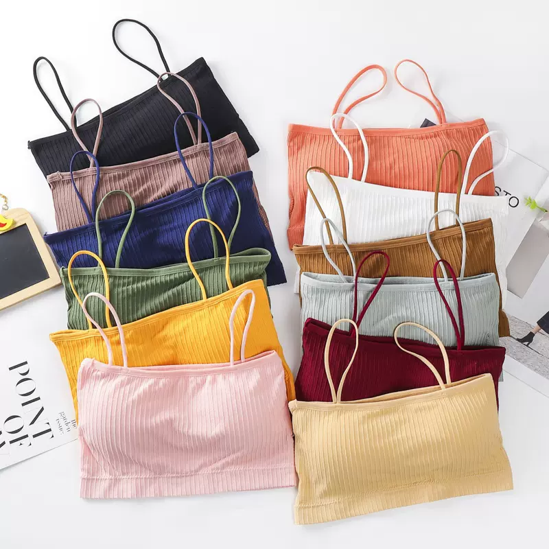 跨境一字围纯色简约裹胸性感吊带少女抹胸及胸防走光美背女士内衣