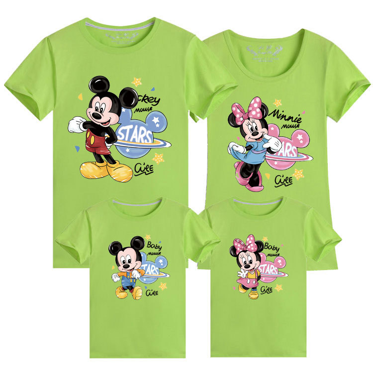 Padre-hijo de manga corta familia de tres bocas cuatro bocas decoración del hogar global Mickey actividad clase ropa madre-hijo Camiseta de mujer moda